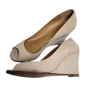 SCHUTZ Suede Peep Toe Wedges